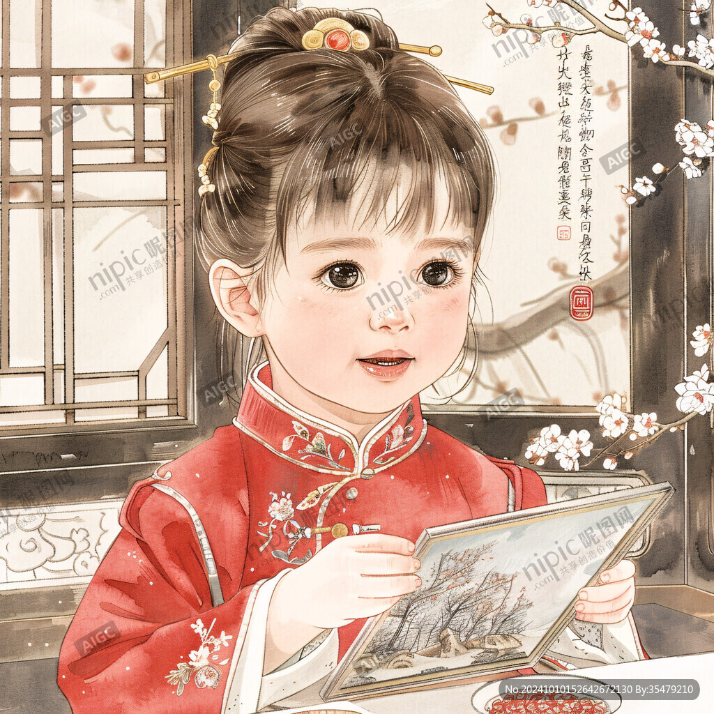民國女孩插畫
