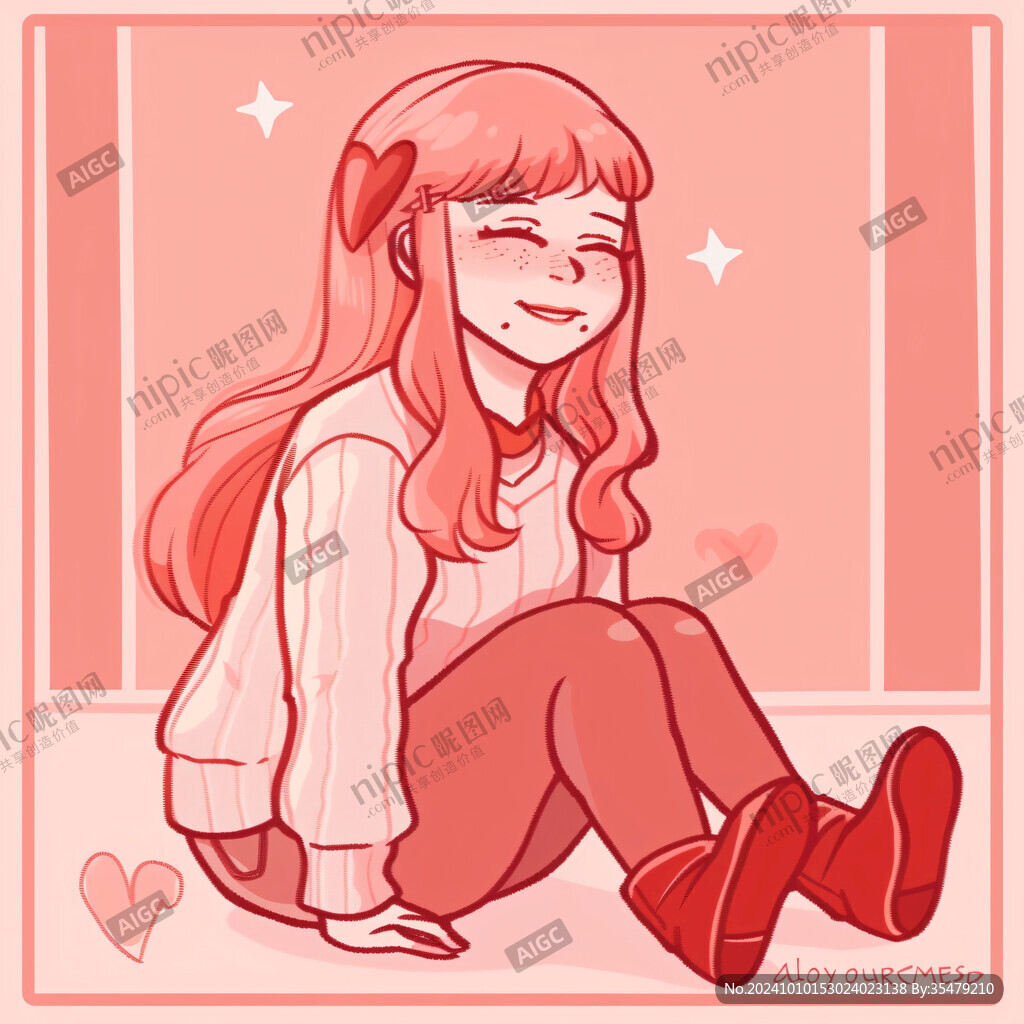 輕松好心情的女孩插畫