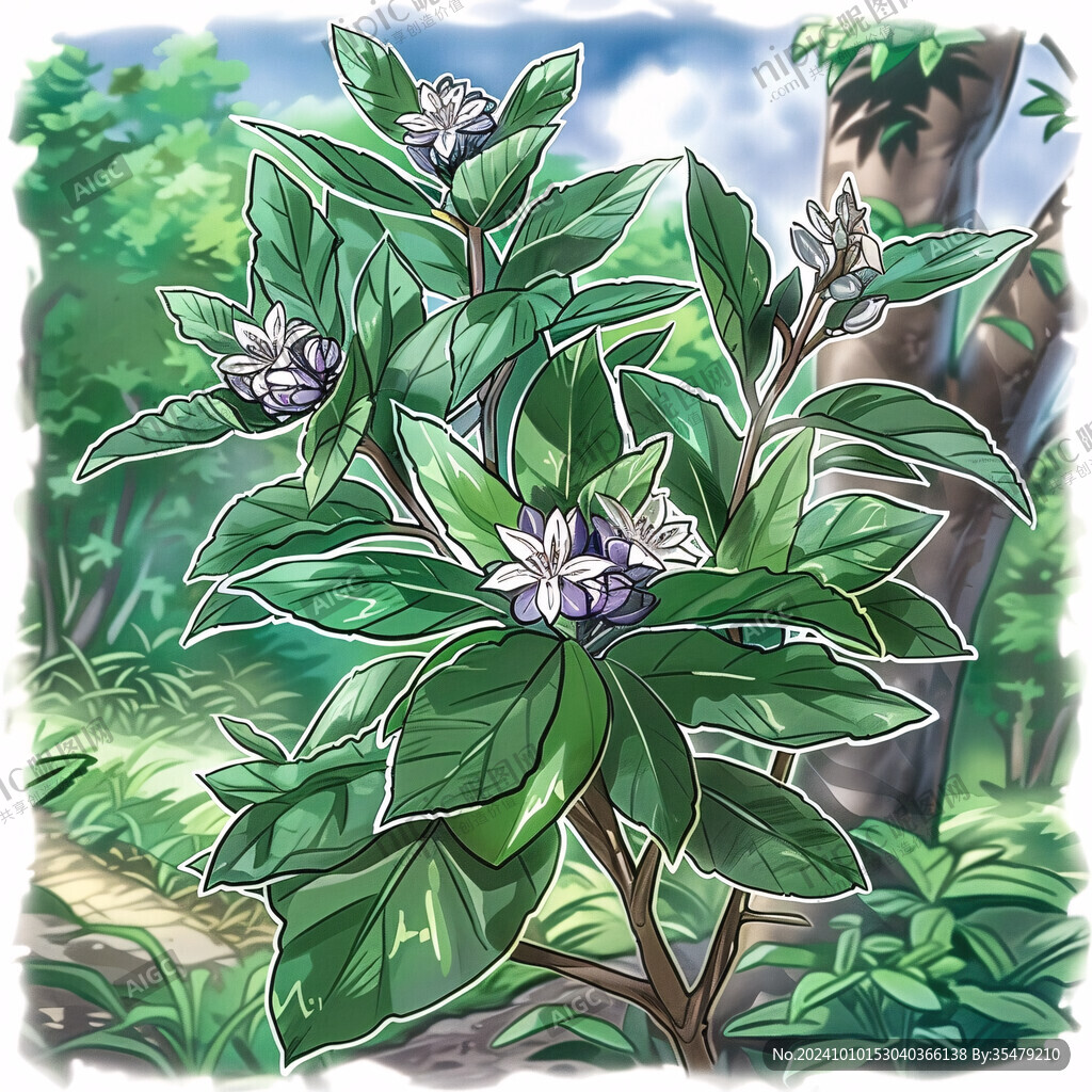 巴豆植物插畫