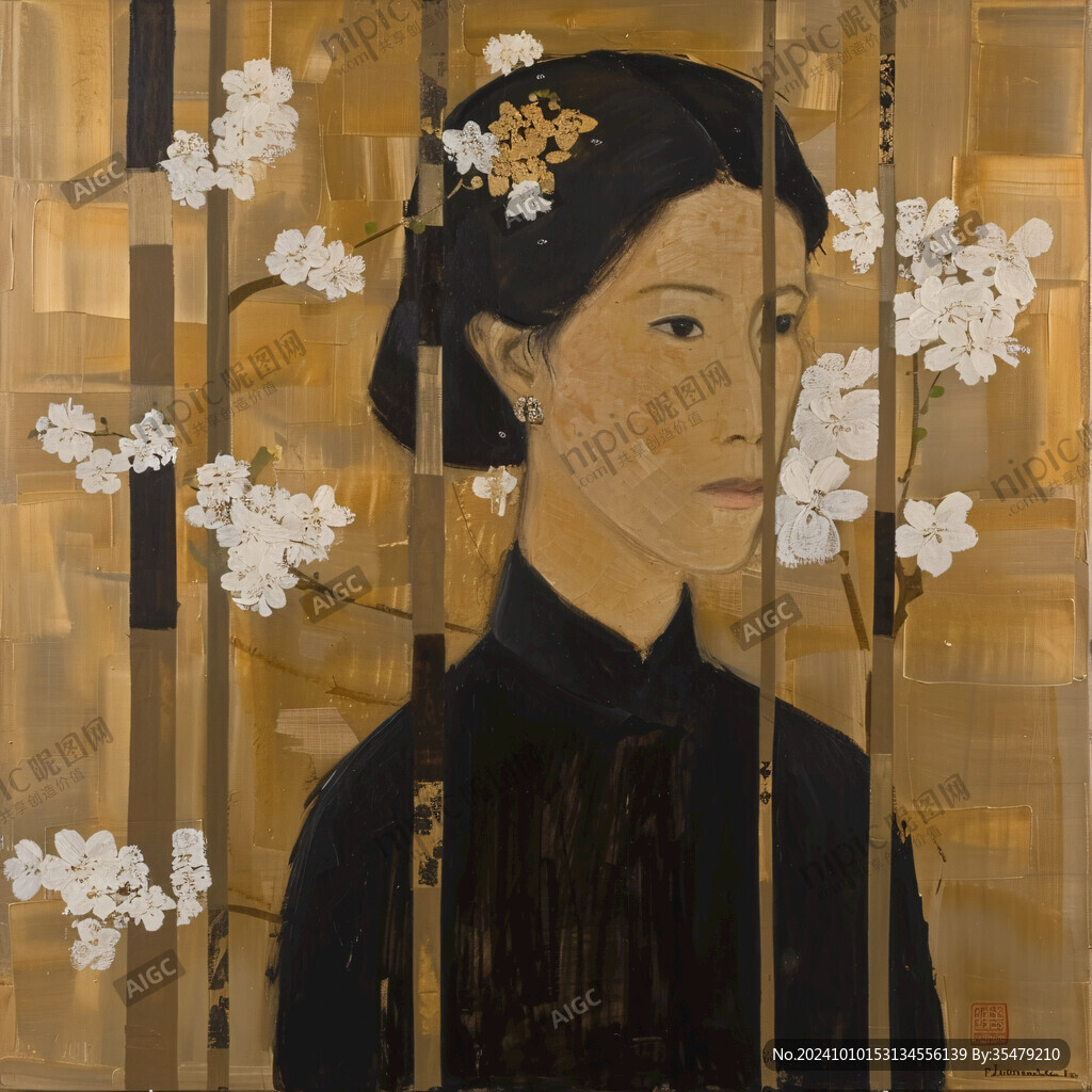 油畫旗袍女