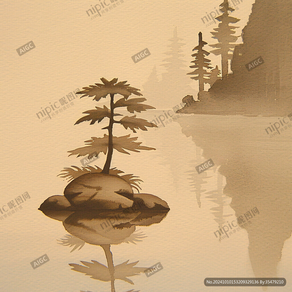 韓國插畫韓國水墨山水