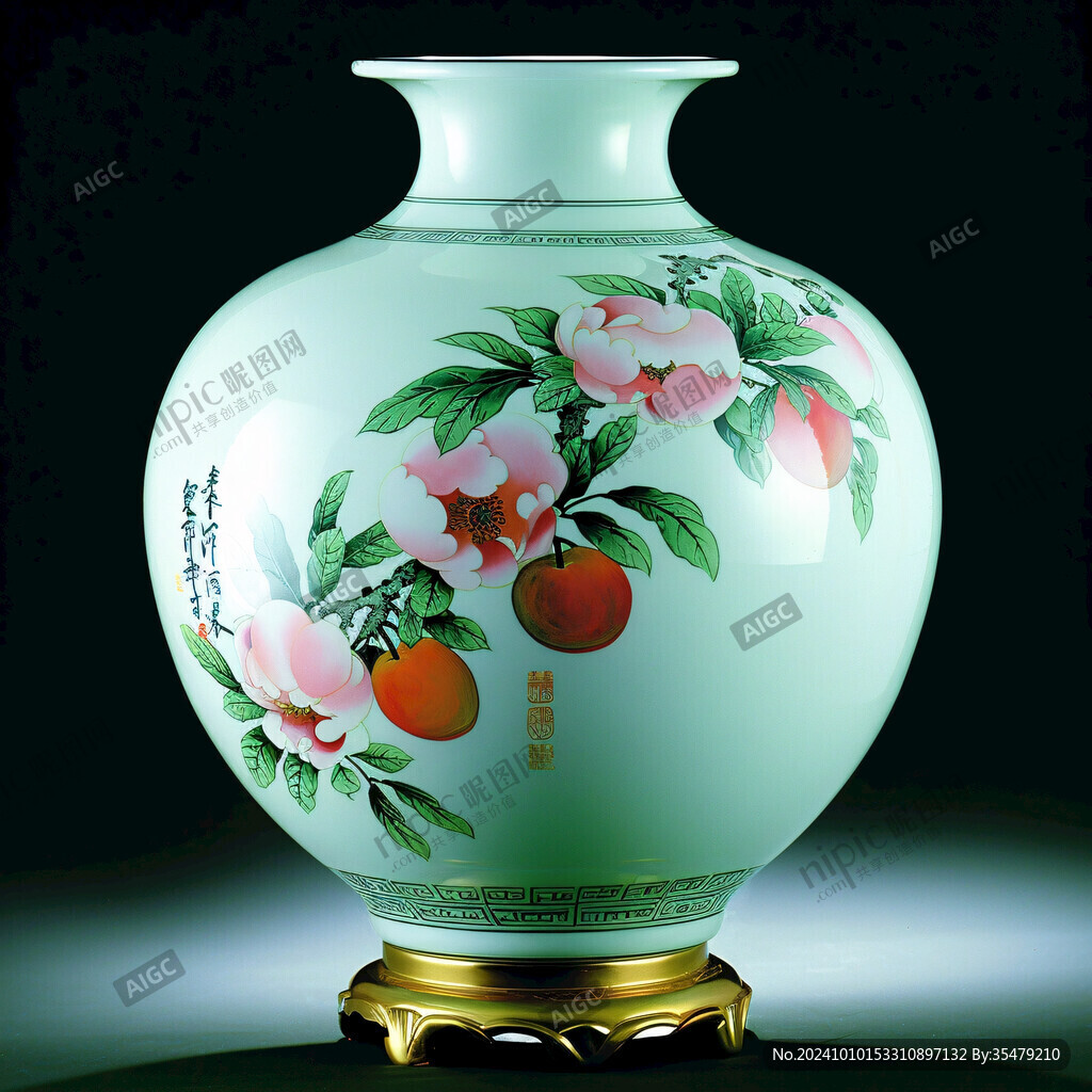 壽桃花瓶