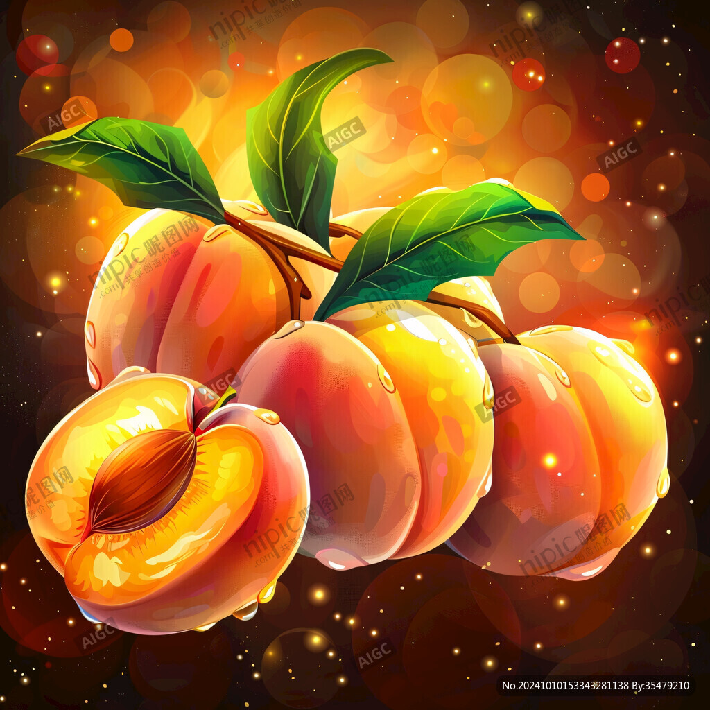 水果桃子插畫