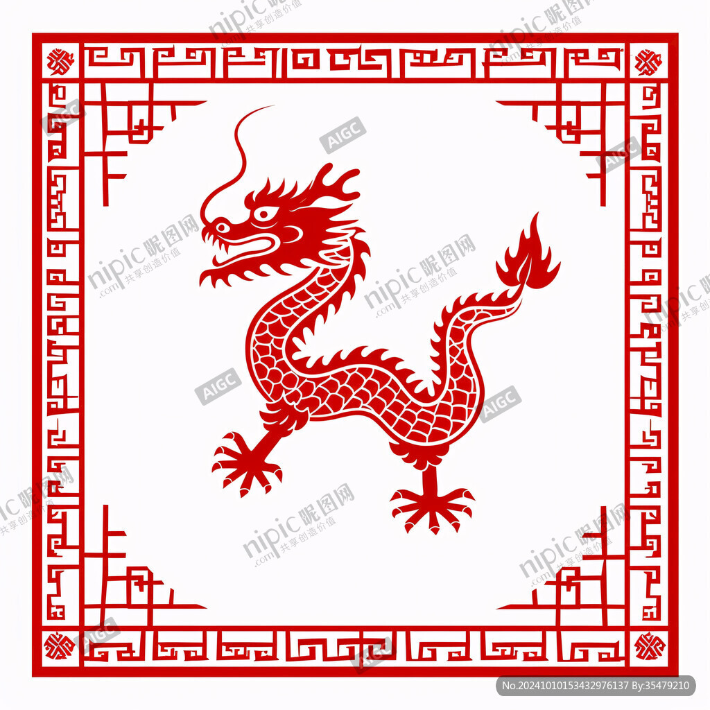 紅色中國風(fēng)龍手繪