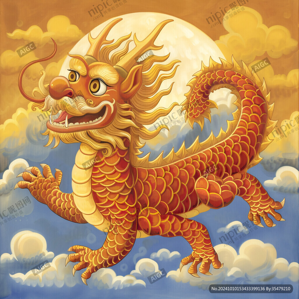 龍年年畫生肖龍
