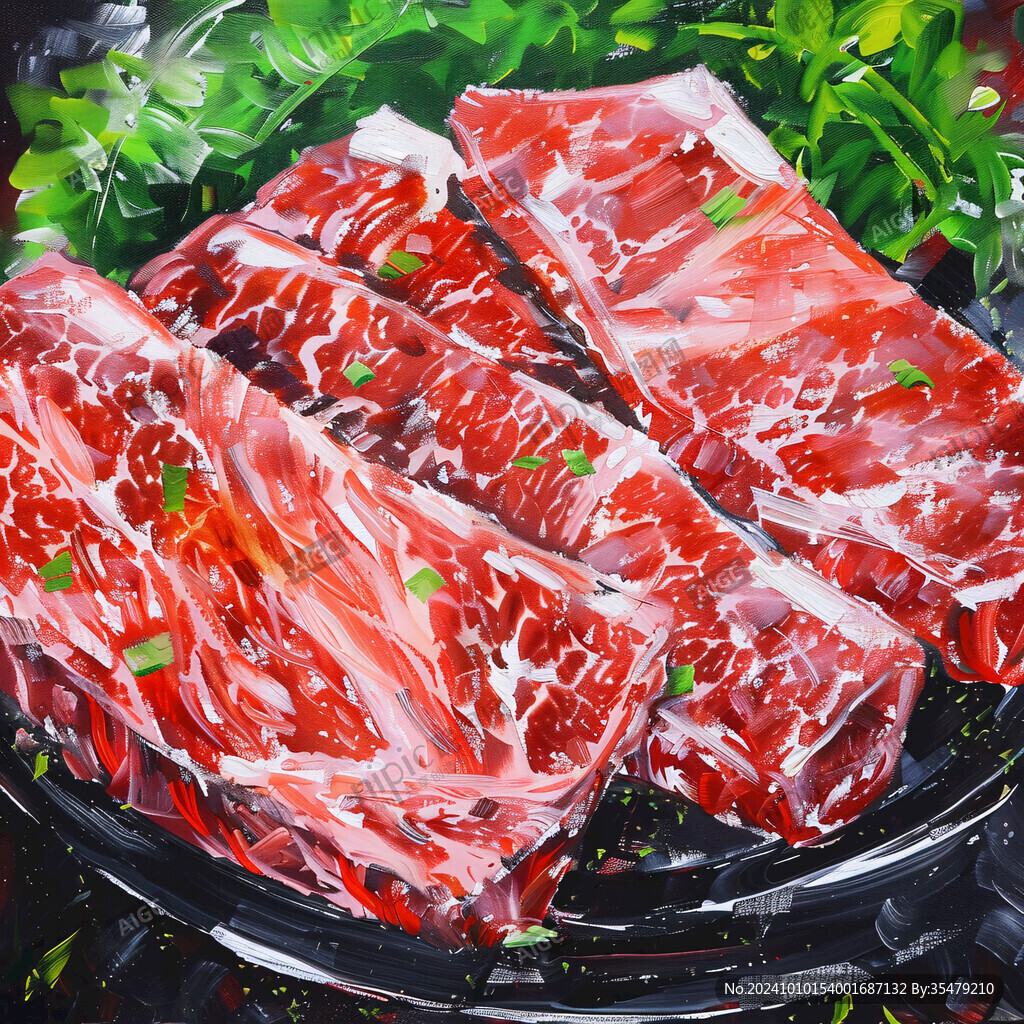 雪花牛肉插畫