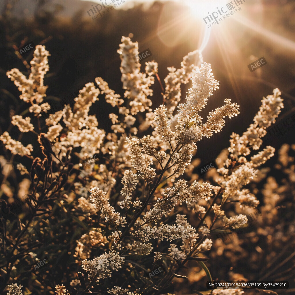 夕陽柳樹花