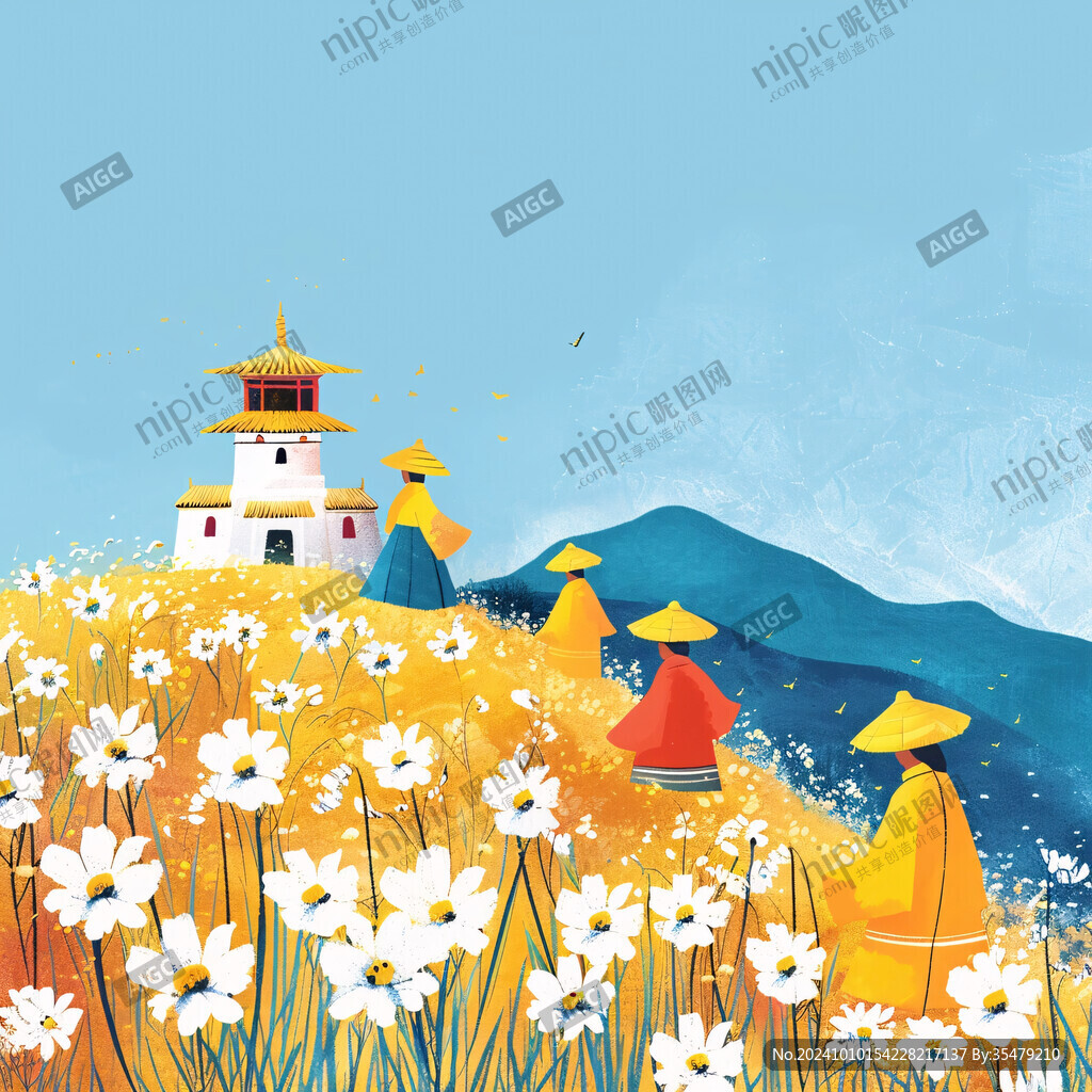 登高賞菊旅行插畫