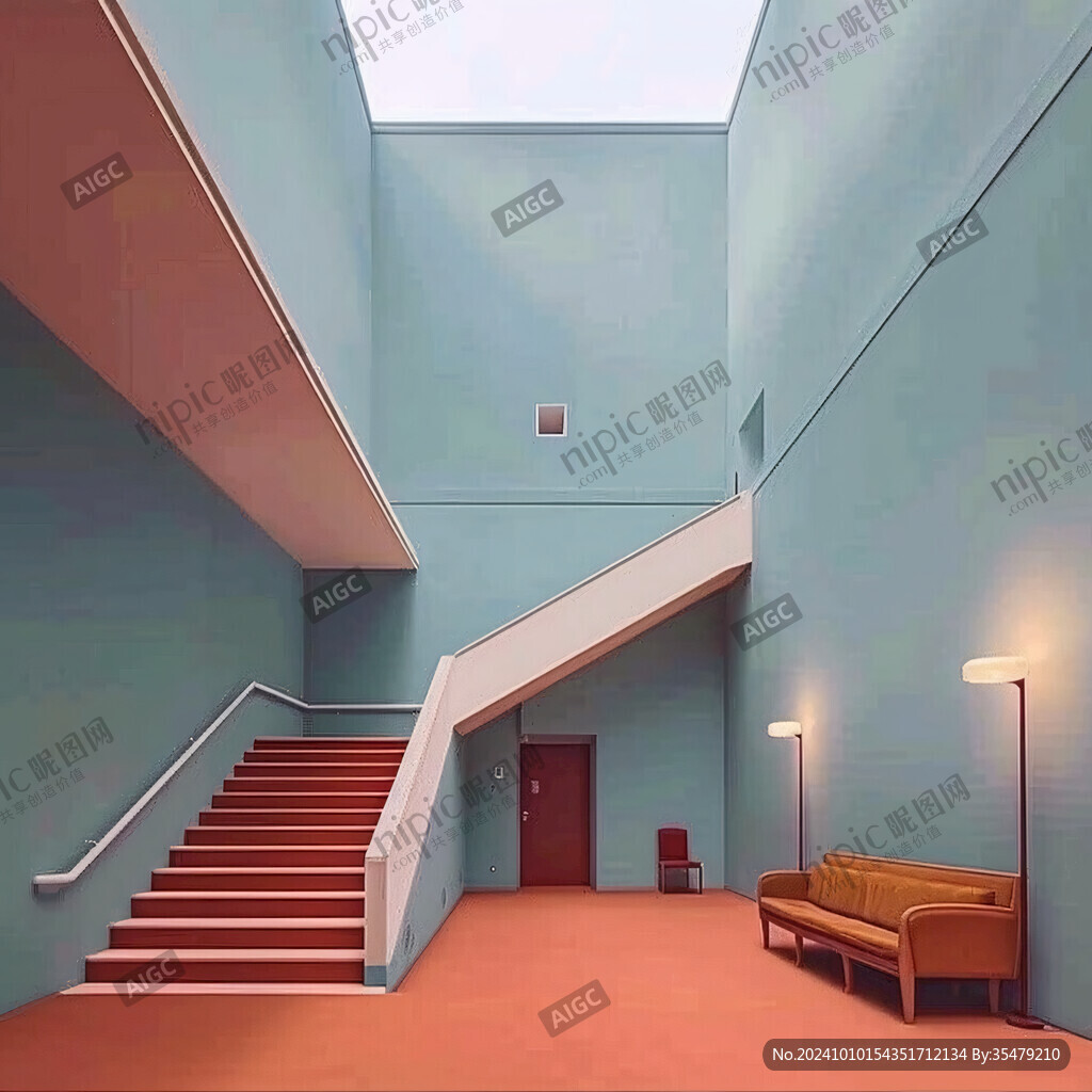 紅色小區(qū)樓梯間