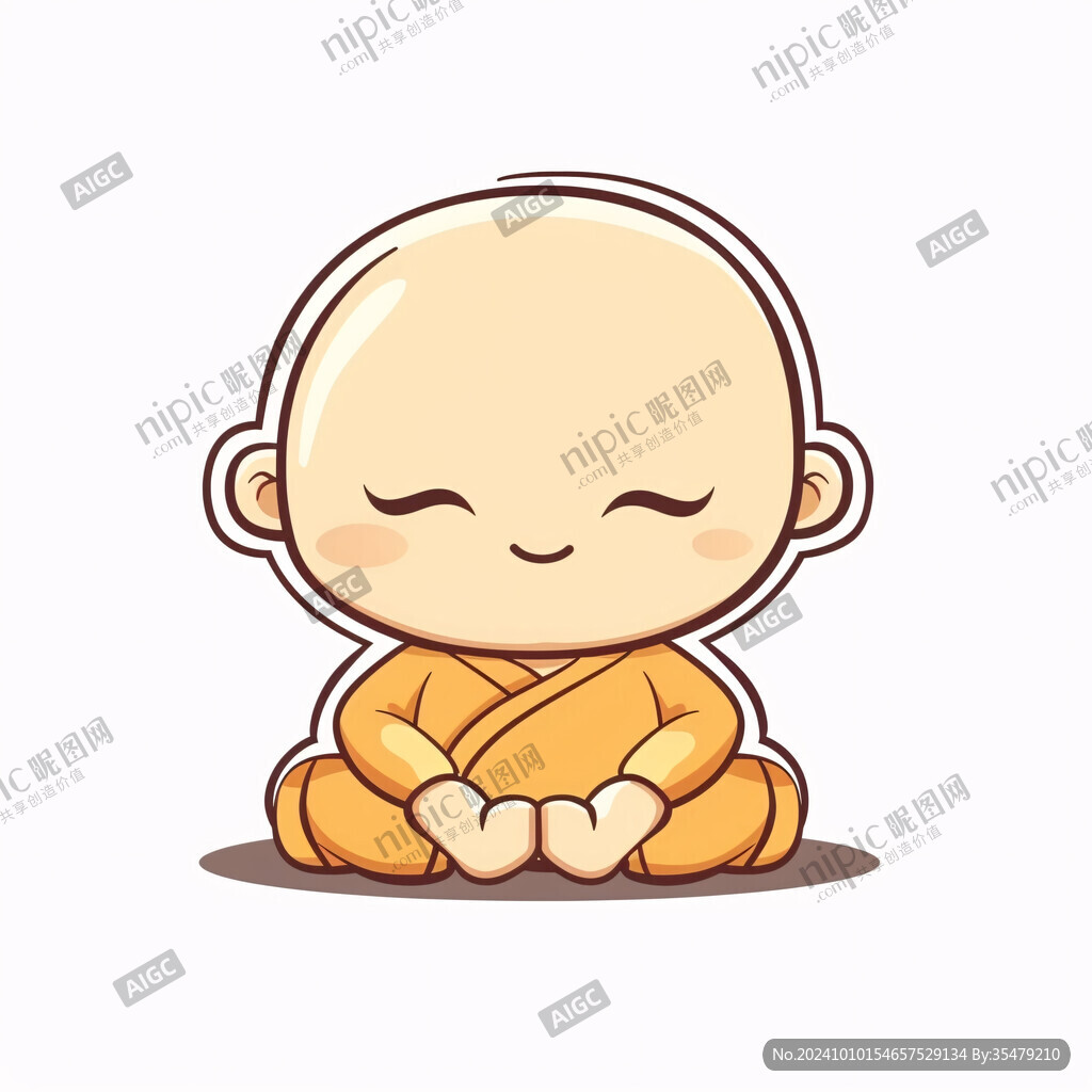 卡通小和尚念經頭像
