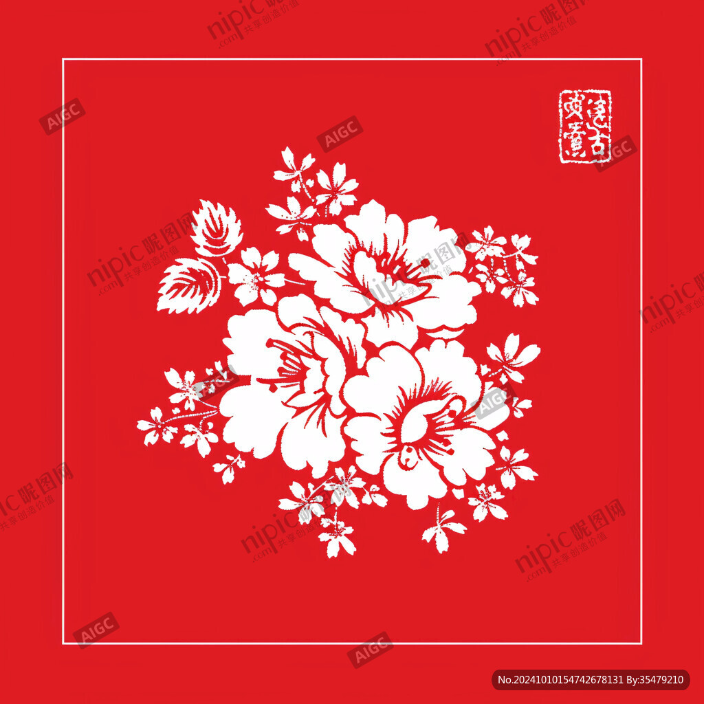 花開富貴剪紙