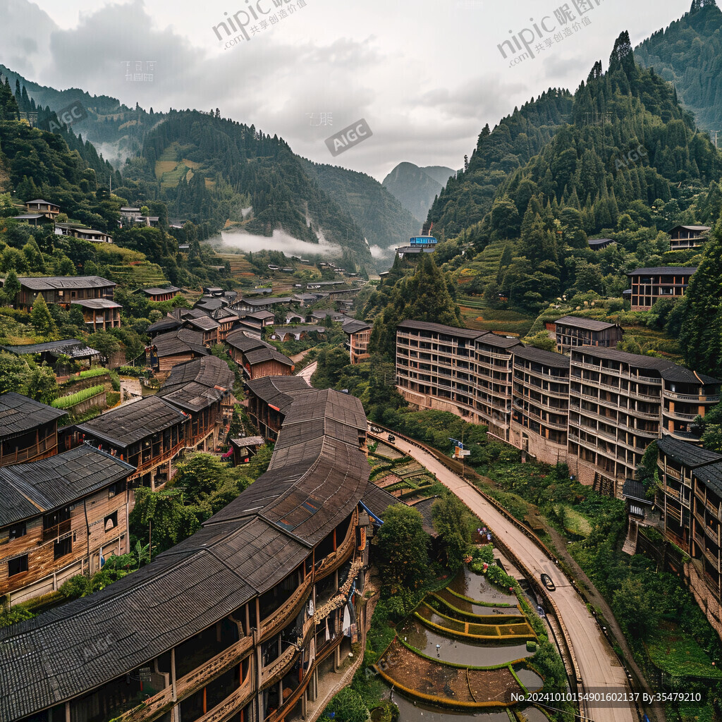 苗族文化建筑俯瞰