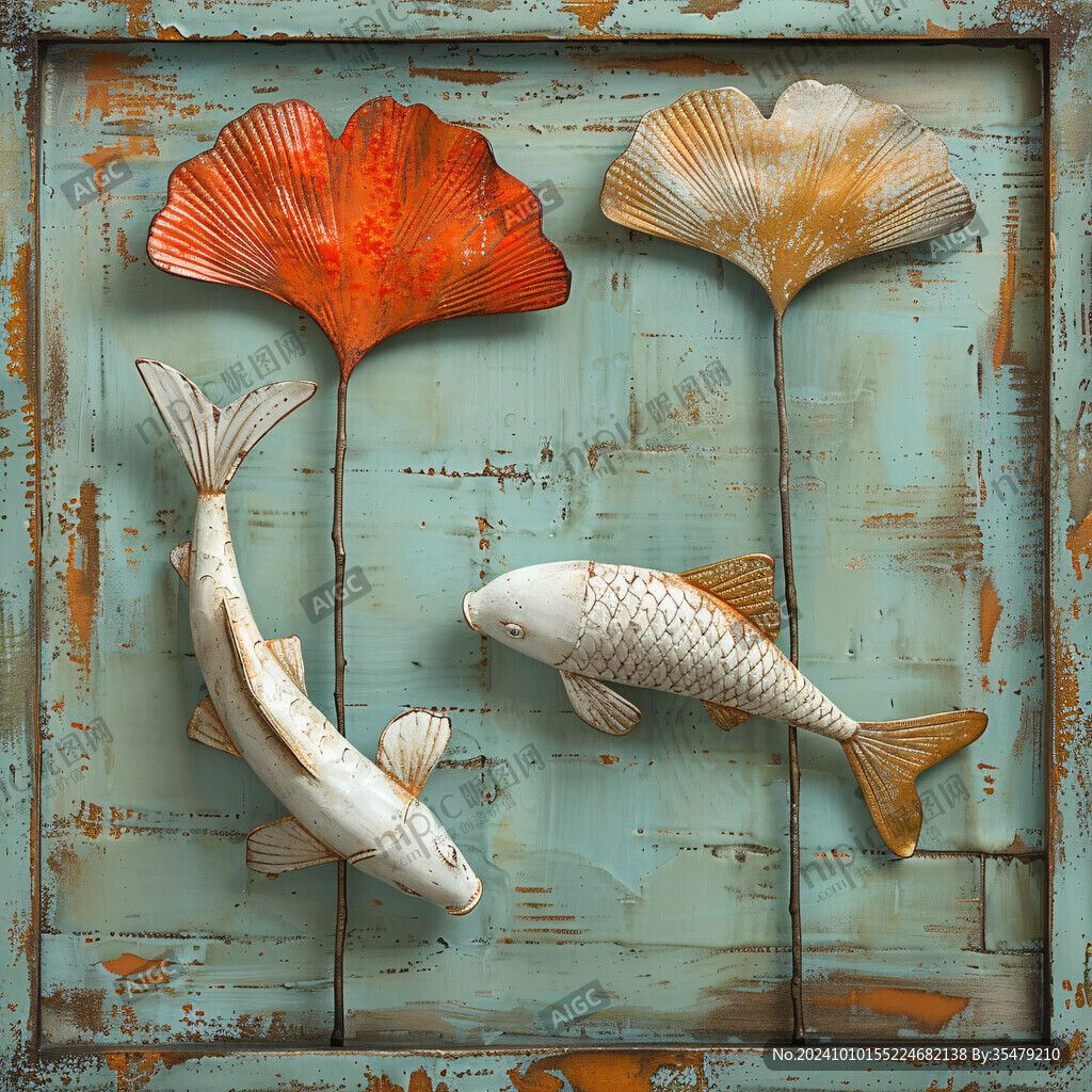 魚干花3d立體浮雕畫