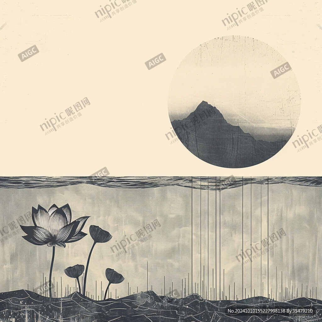 禪意禪境手繪插畫素材