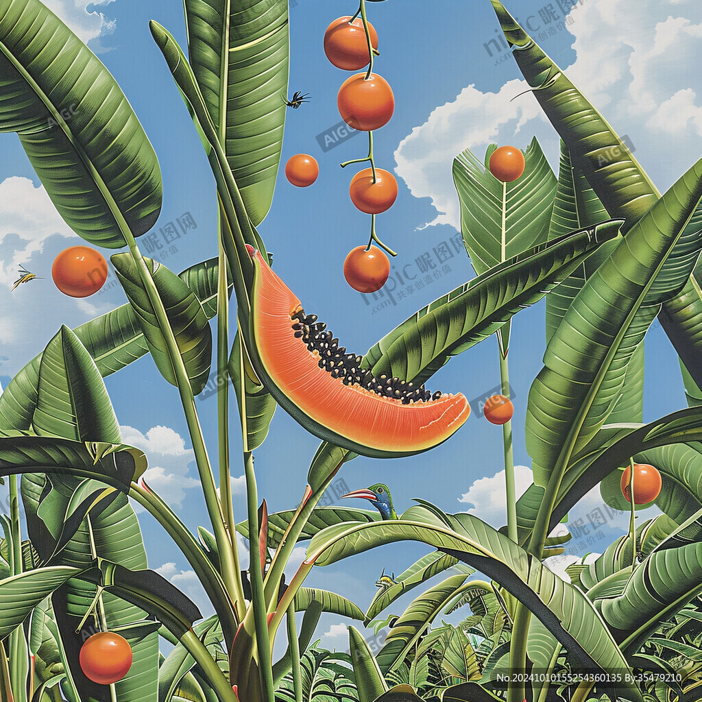 高山香蕉插畫