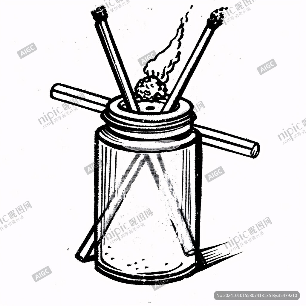 竹筒奶茶插畫