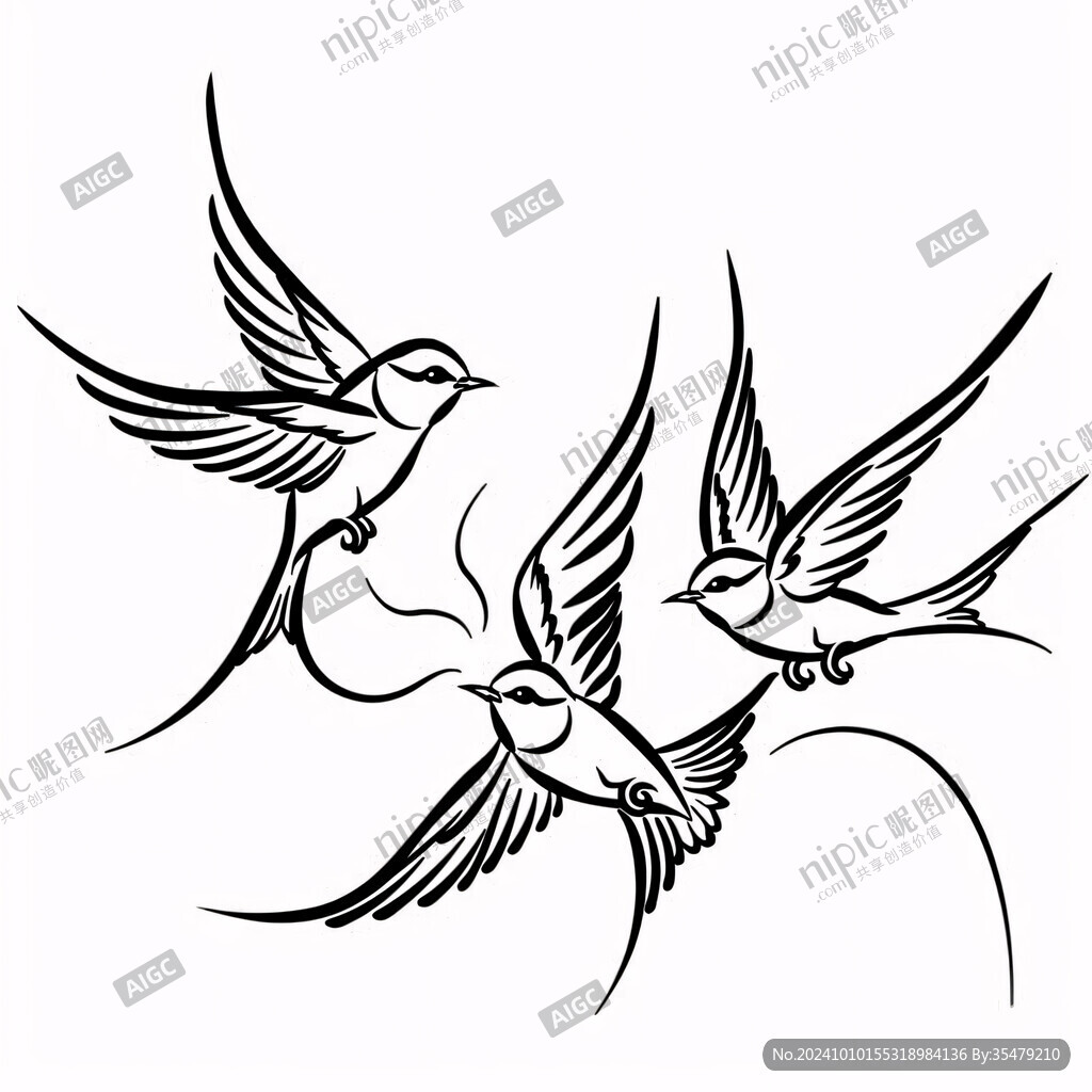 燕子線描圖