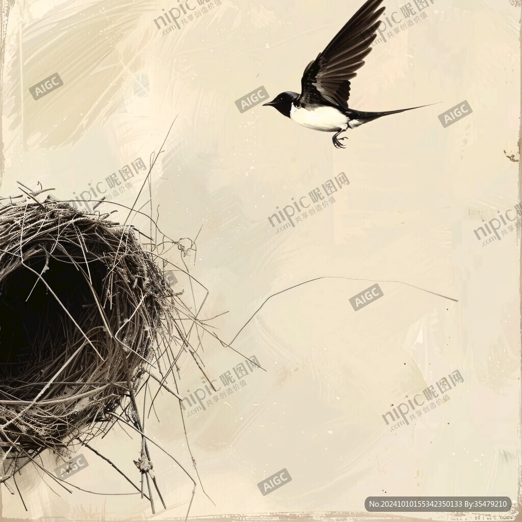 工筆花鳥畫倦鳥歸巢