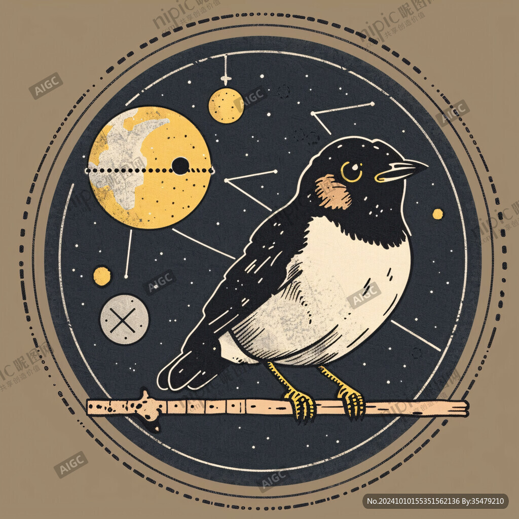 日喜鵲插畫