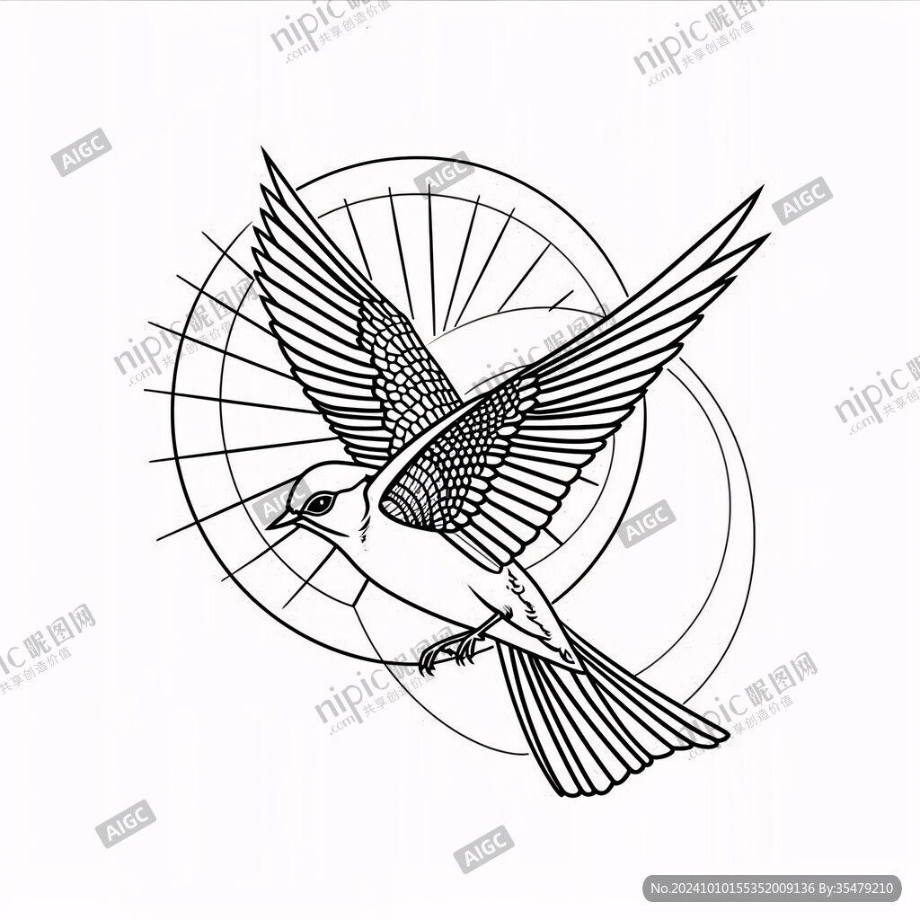 燕子線描圖