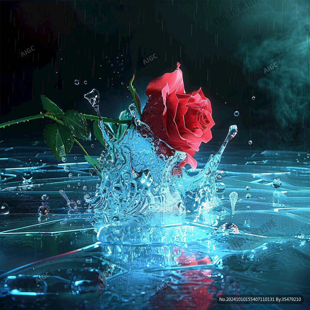 水珠玫瑰花