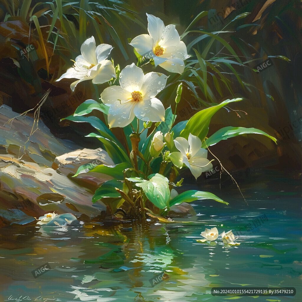 油畫(huà)花卉百合