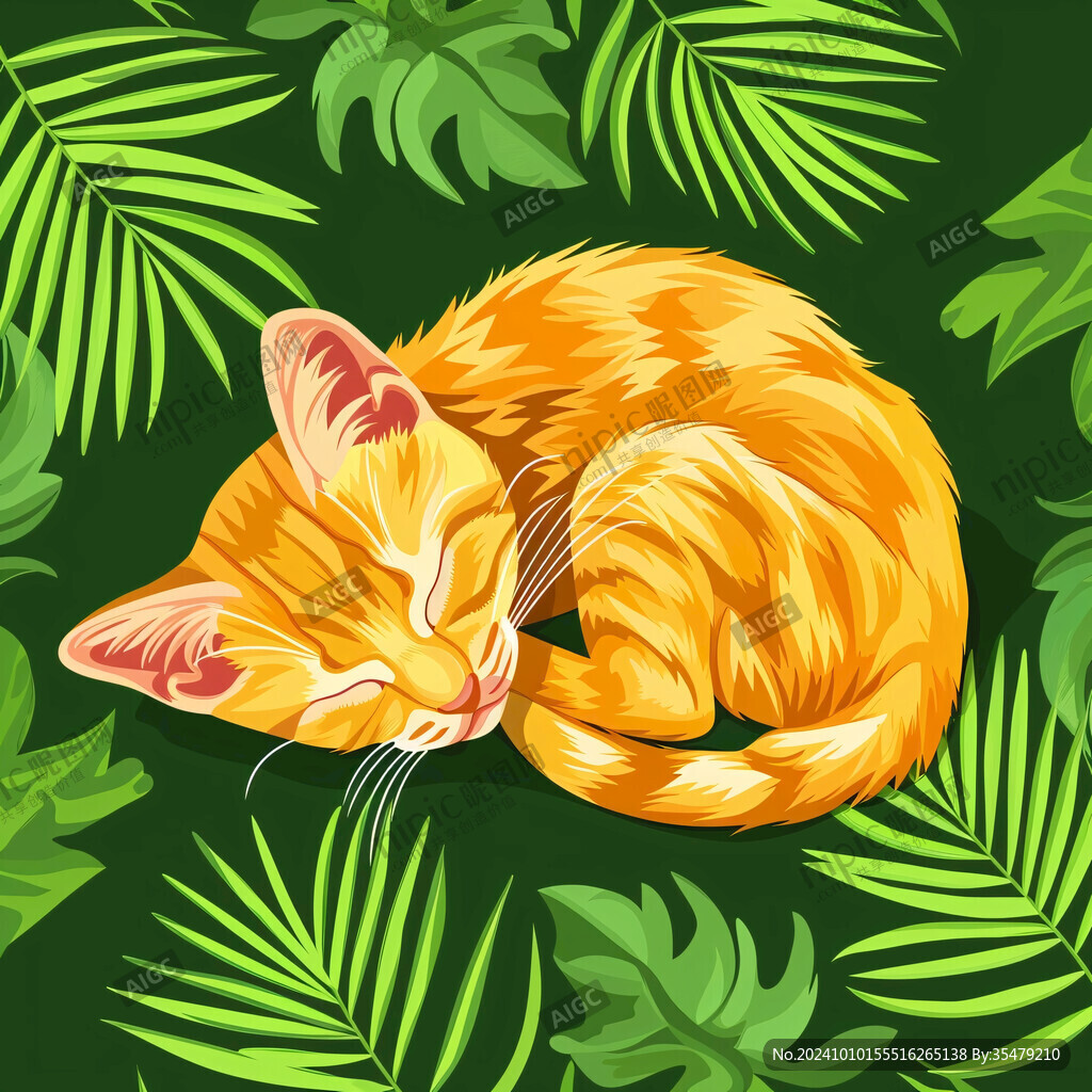 卡通橘貓插畫