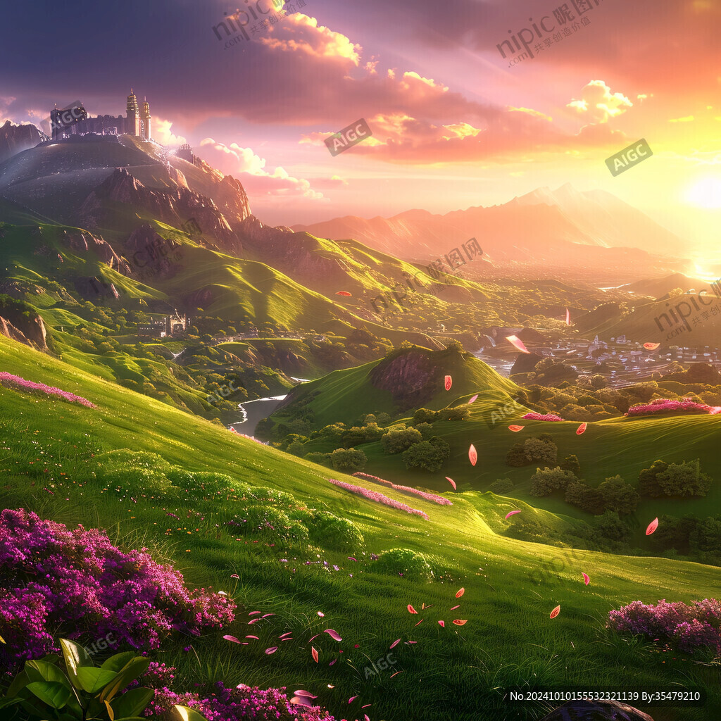 唯美夢幻花田場景