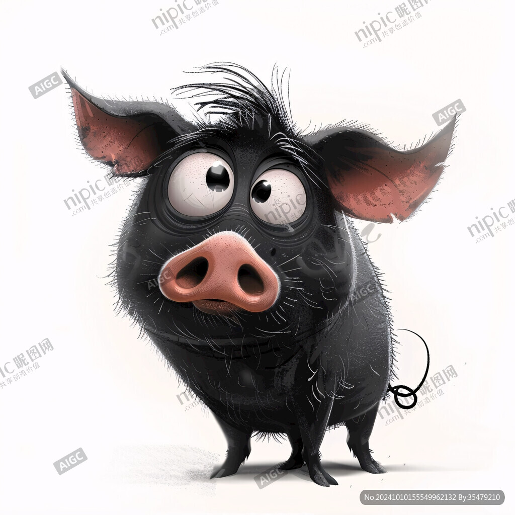 黑毛豬插畫