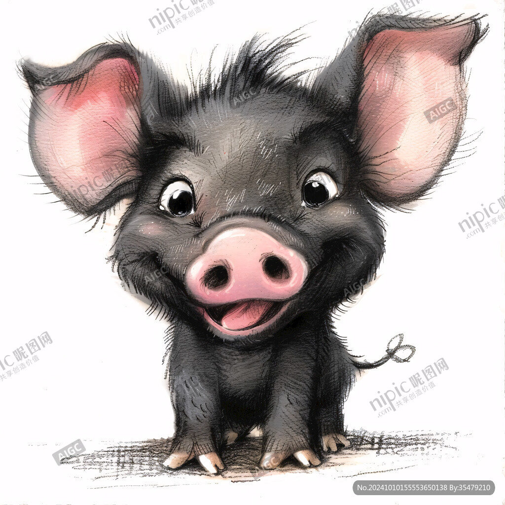 黑毛豬插畫