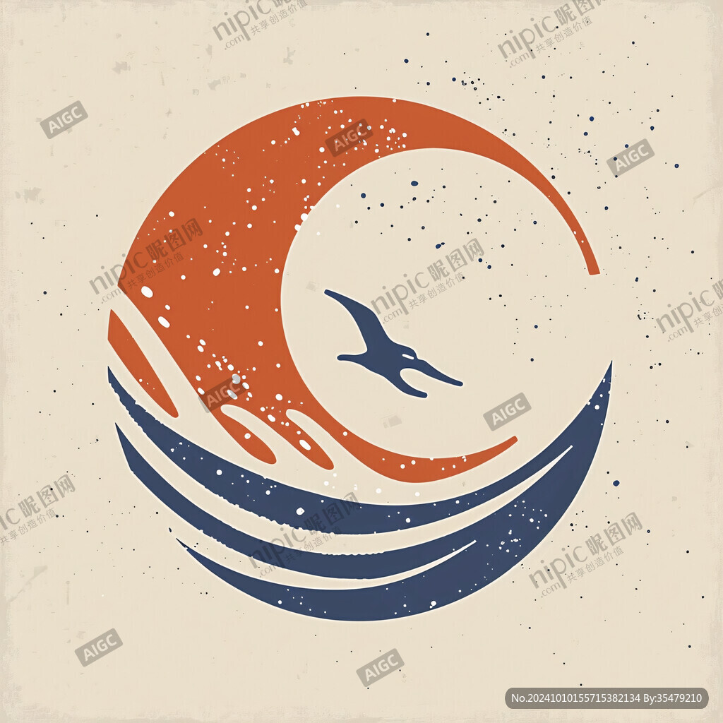 月亮星星海浪logo