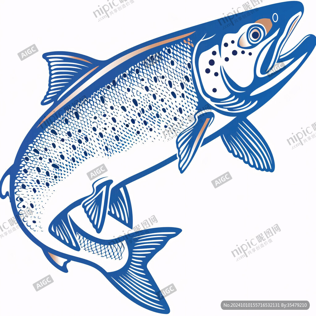 線條三文魚插畫