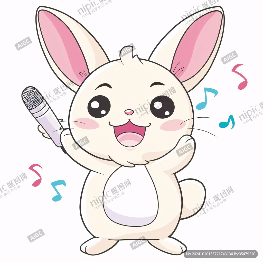 聽音樂的兔子插畫