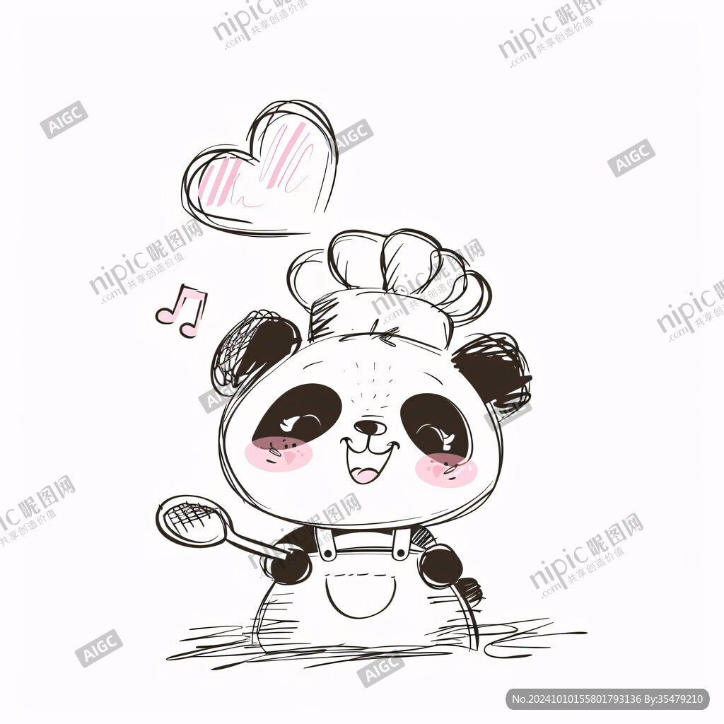 卡通可愛愛心熊貓