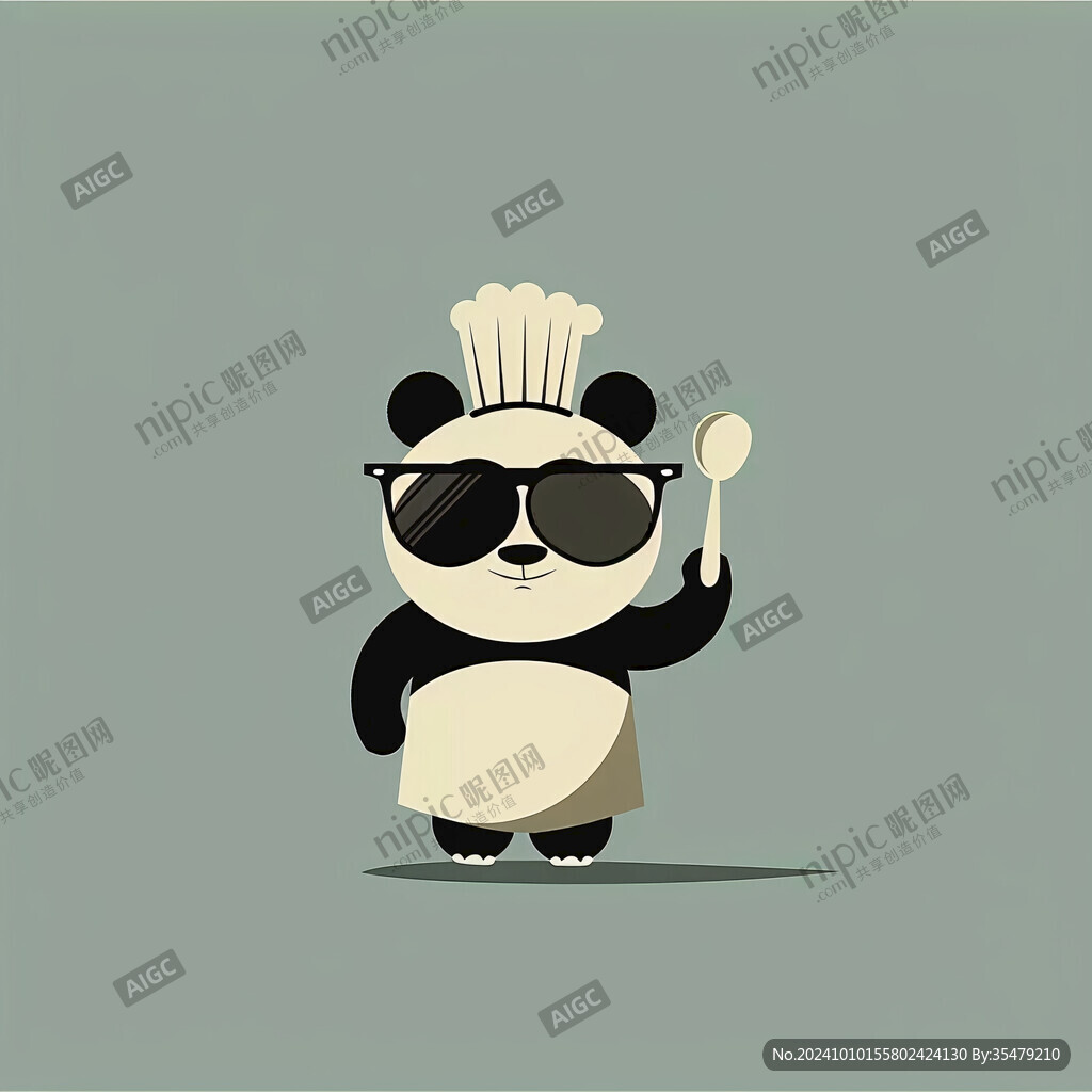 可愛(ài)熊貓廚師拿鍋鏟