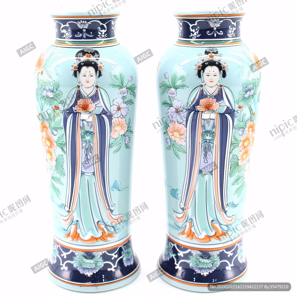 古代美女瓷瓶