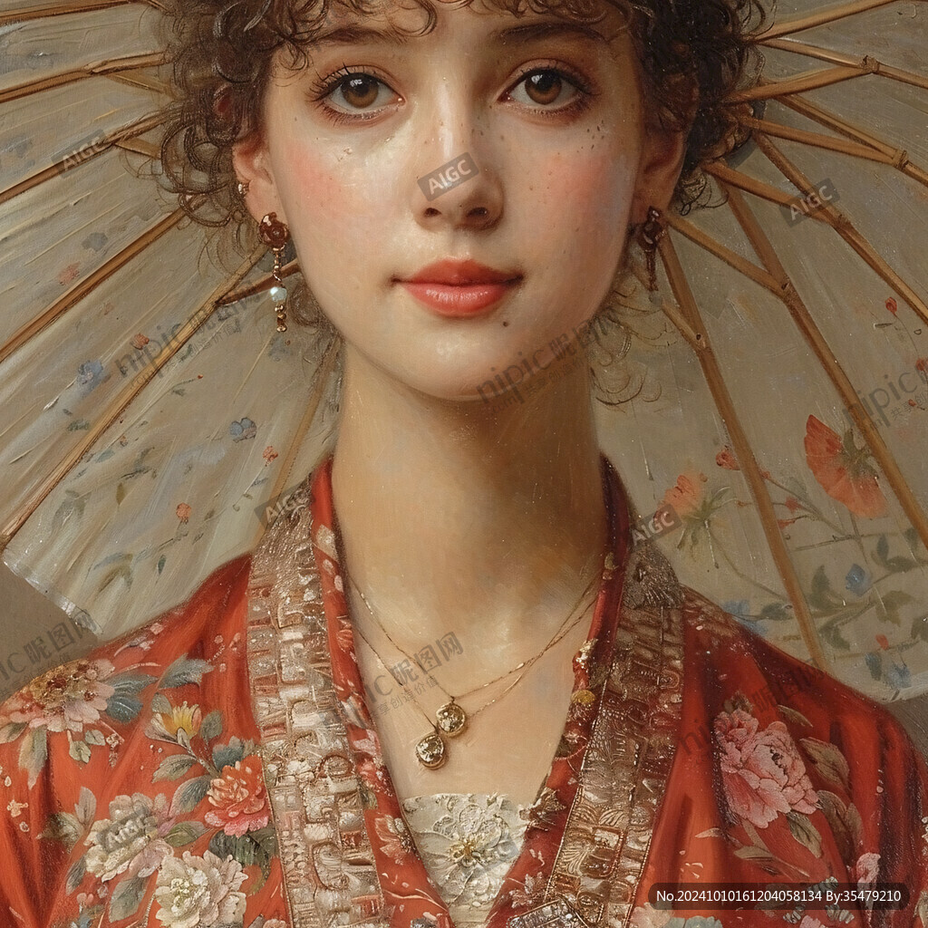 拿傘的宮廷少女