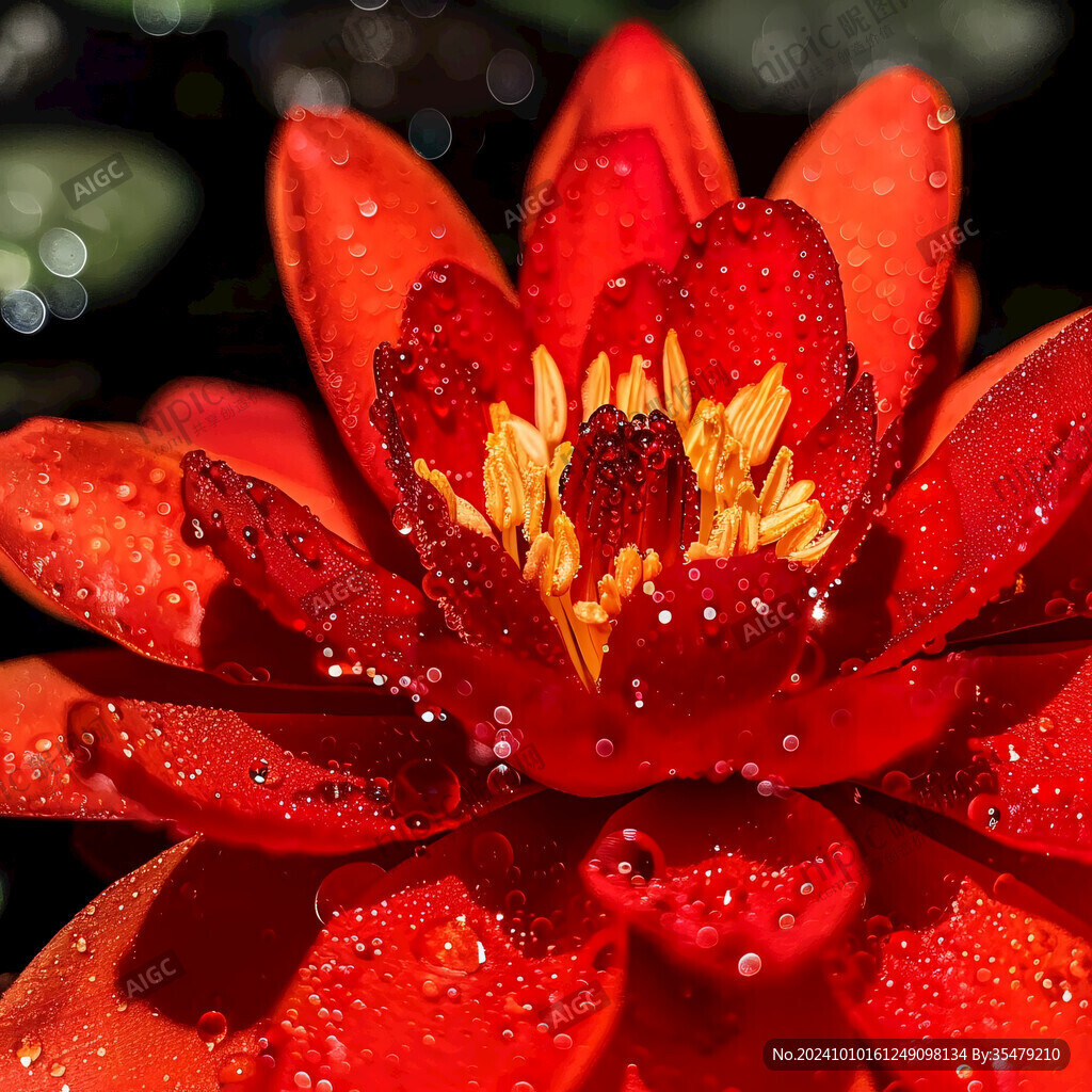 紅花水珠露珠
