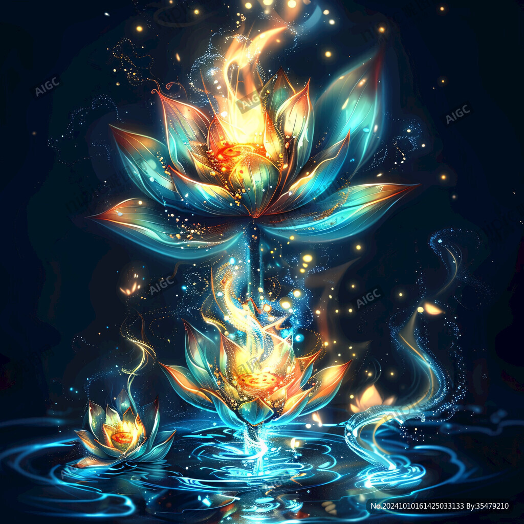 蓮花燈插畫