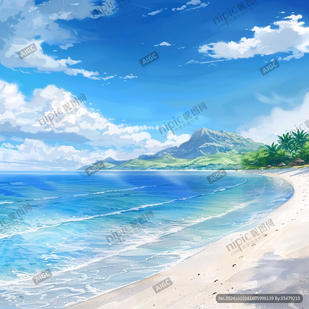 手繪海邊風景