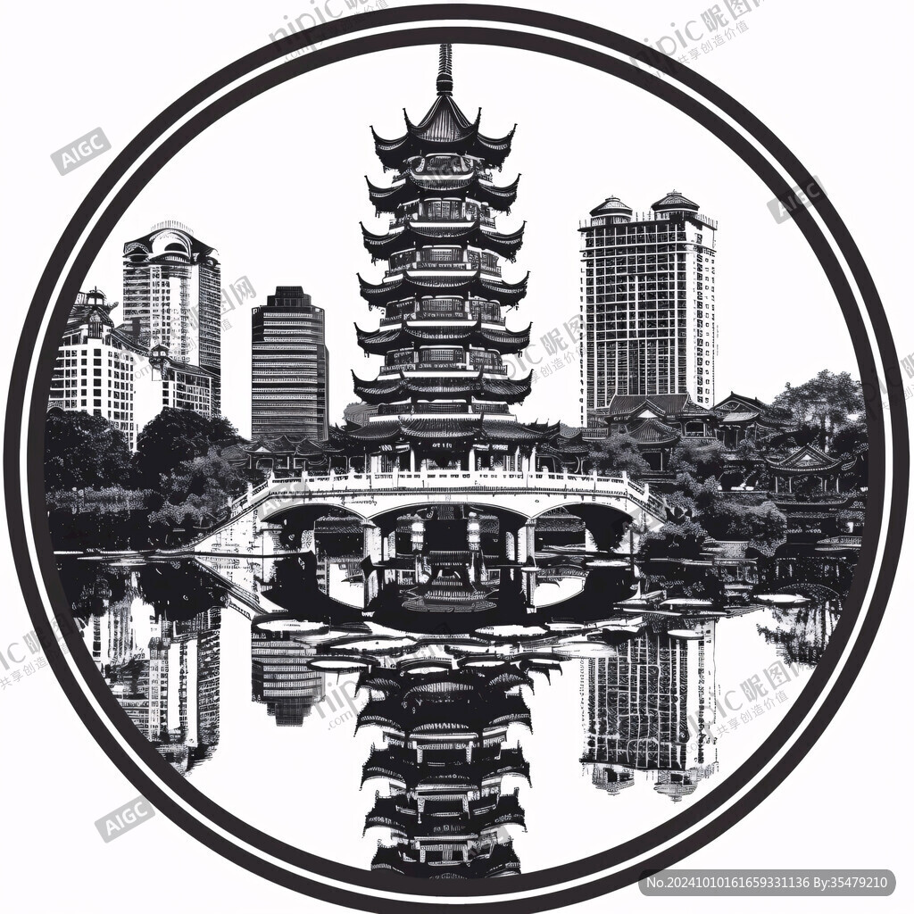廣西繪畫廣西地標建筑