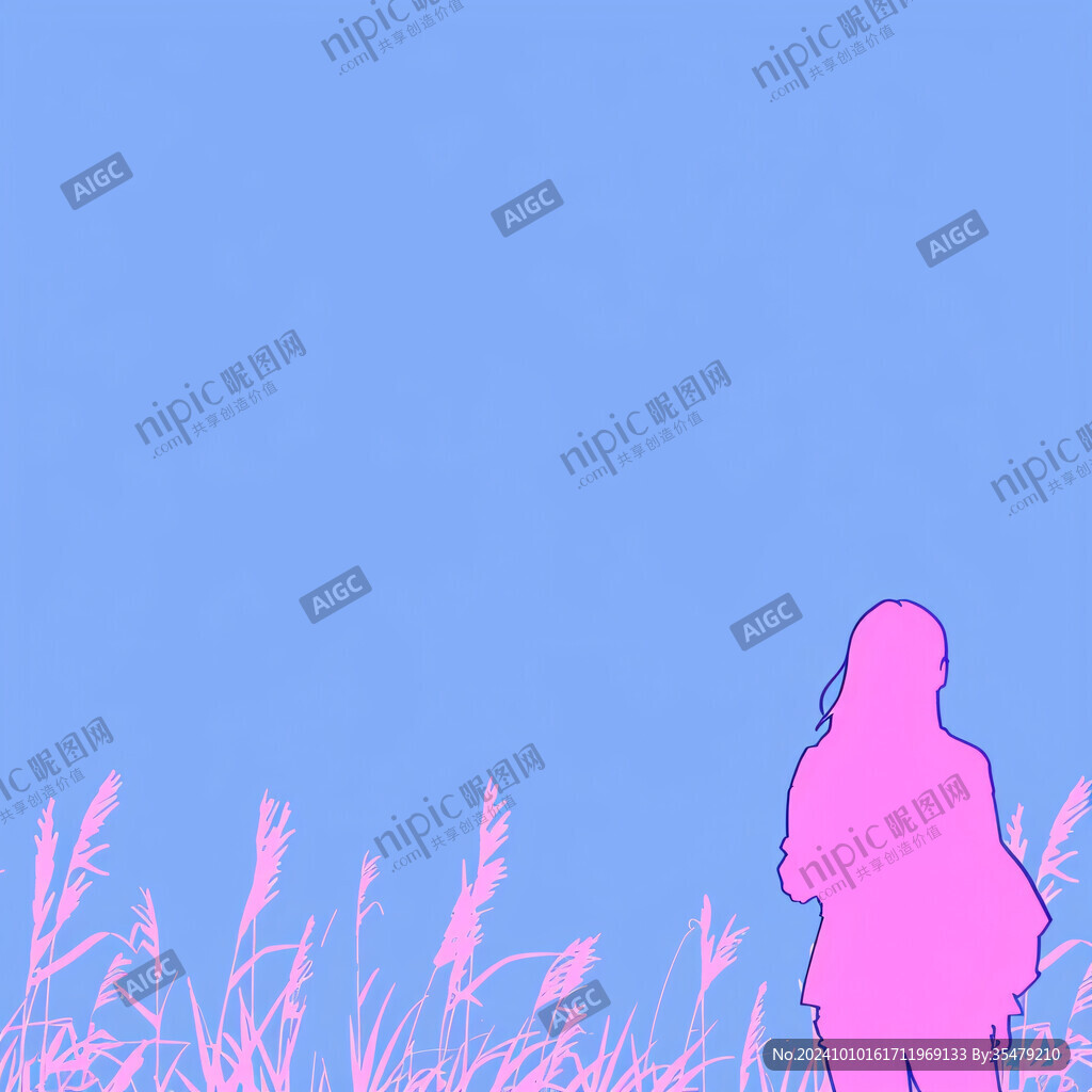 粉色女孩背影