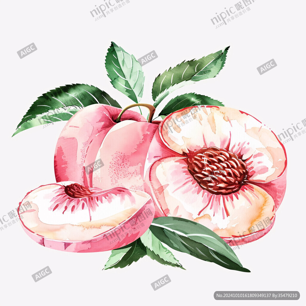 手繪粉色桃子