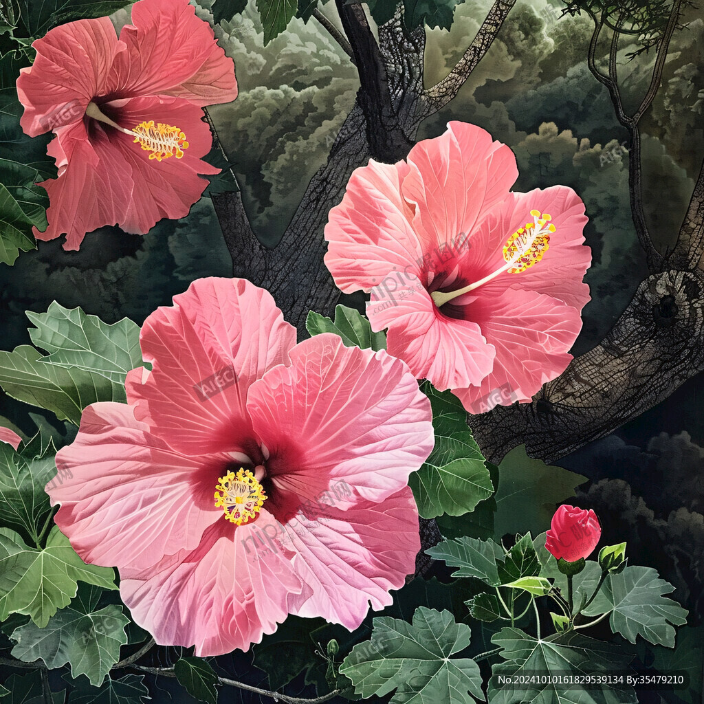 裝飾畫芙蓉花