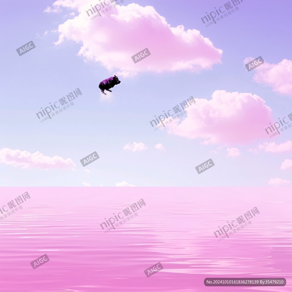 粉色超現實主義漂浮城堡