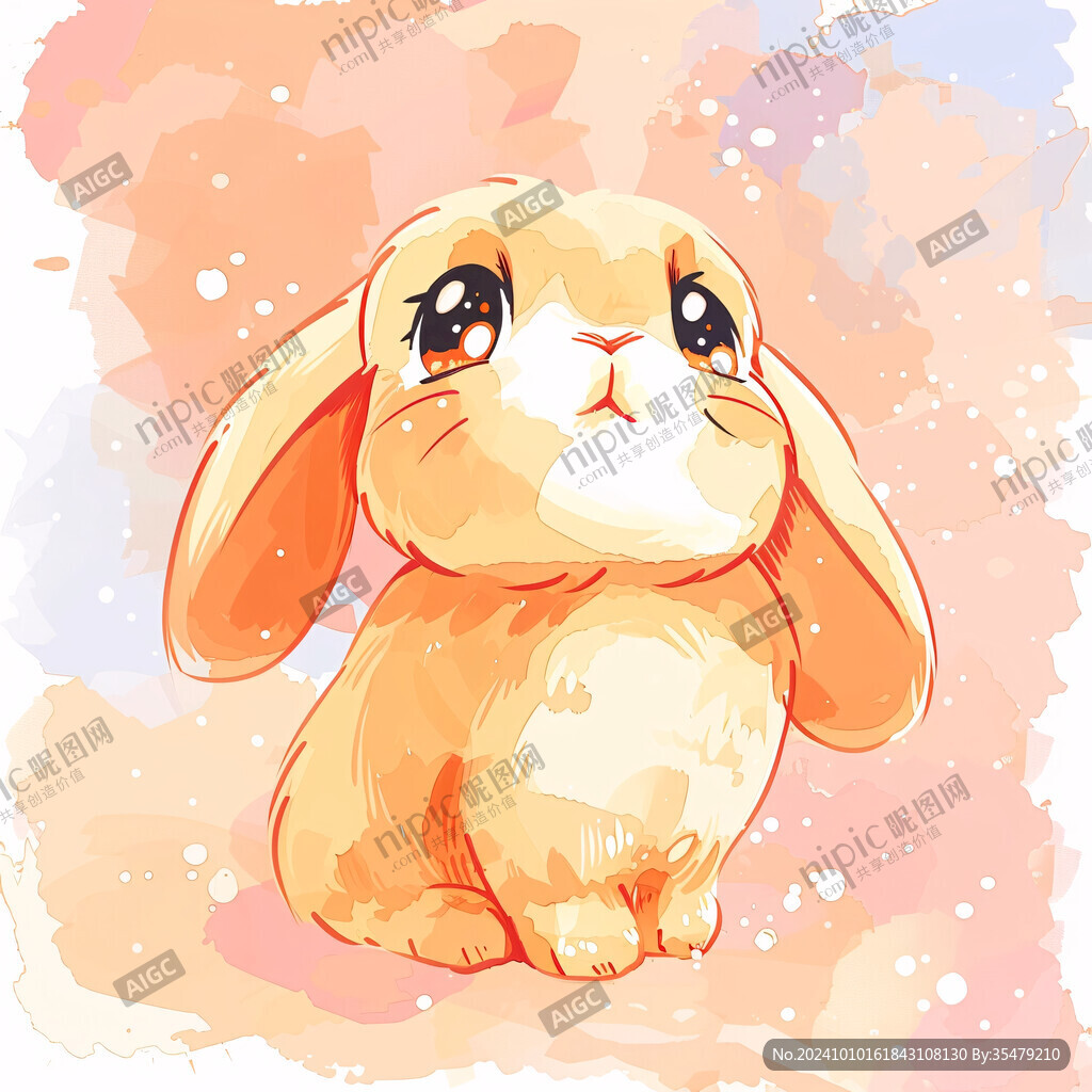 可愛垂耳兔插畫