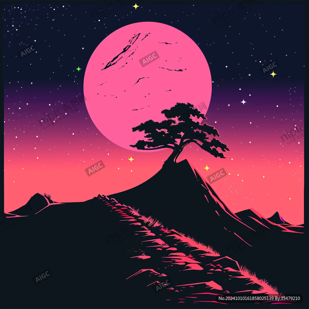 迎客松插畫