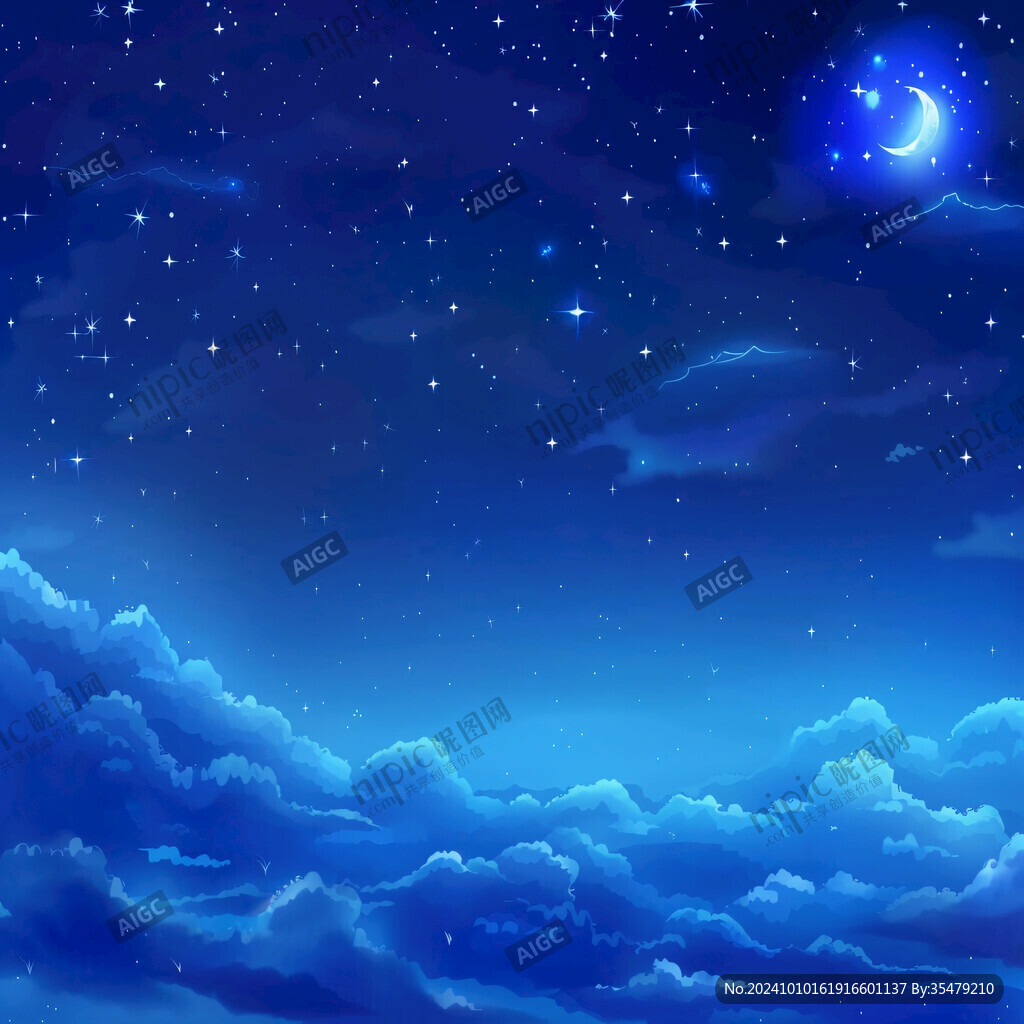 夜晚云彩星星