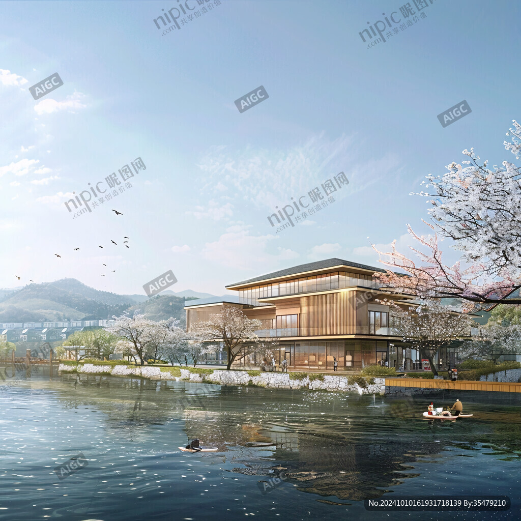 臨水建筑效果圖