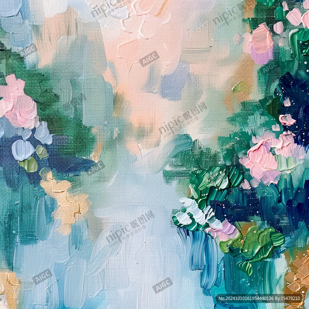 夢幻花朵油畫藝術畫